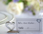 playful hearts silver placecard holders with matching place cards
