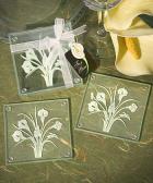 calla lily bouquet design glass coaster sets